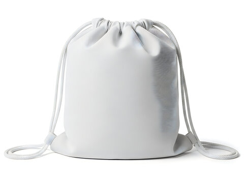 Blank white drawstring backpack bag for branding isolated on white background