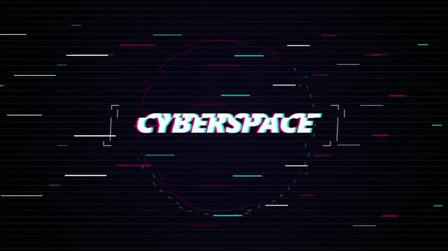 Futuristic AI text display with glowing digital atom orbits on a sleek black background motion graphi
