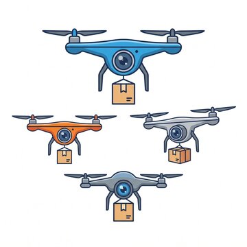 delivery drones camera vector illustration