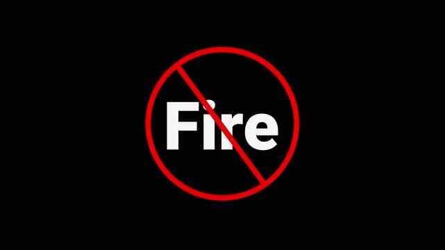 Red Fire Prohibition Symbol Sign Animation Isolated on Transparent Background, stop or no fire forbidden red circle animation, Warning, prohibited or ban icon animation. Fire Prohibition Symbol in 4k.