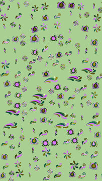 Abstract decorative pattern with paisley and floral motifs