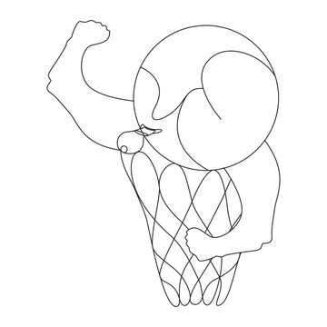 Continuous Line Art Strong Ice Cream Cone Muscle Biceps Line Drawing Vector Illustration in AI EPS SVG PNG