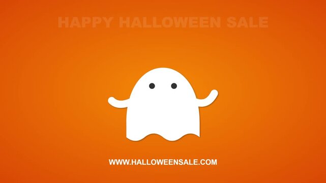 Halloween sale loading bar animation with cute ghost holding tag