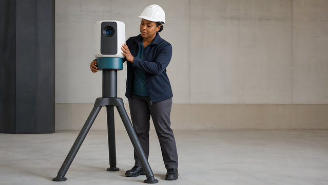 Geospatial Technician Aligns Large Terrestrial Laser Scanner