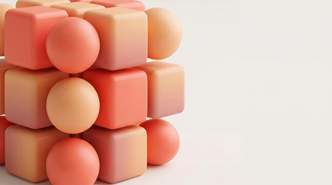 Smooth Morphing Geometric 3D Background in Coral Tones
