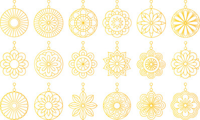 Ornate golden mandala holiday ornaments for elegant festive celebrations and winter greetings © Mofajjol