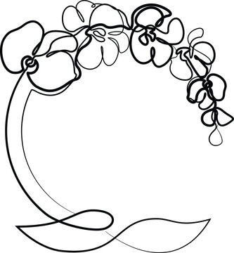 Continuous Line Art Orchid Flower Branch Floral Wreath Line Drawing Vector Illustration in AI EPS SVG PNG
