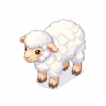 Lamb Pixel Art Illustration Isolated on White Background