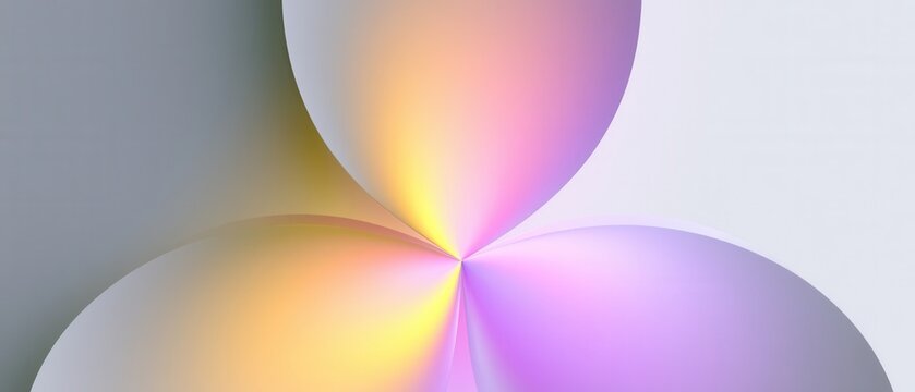 Abstract shapes with gradient colors are arranged in a symmetrical pattern on a light background