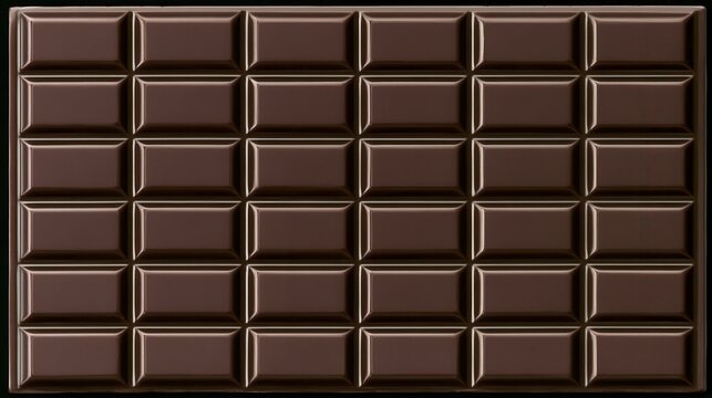 Chocolate bar with multiple squares arranged neatly on a plain background