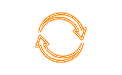 Orange neon circular arrows icon isolated on transparent background © Osman Hadi