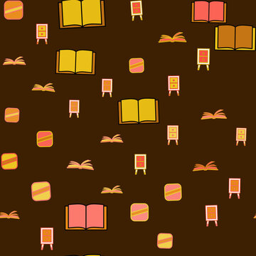 Seamless pattern of books and cabinets