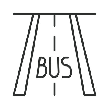 Bus lane and public transport road, icon in line design. Traffic, urban, street, way, sign, direction, city on white background vector. Bus lane editable stroke icon