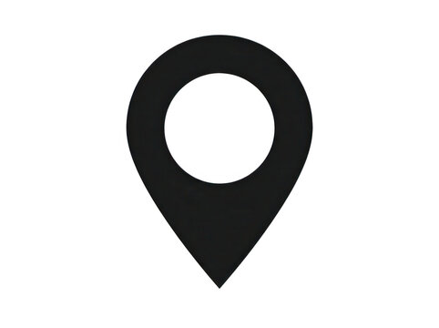 Simple black location pin icon with shadow isolated on transparent background