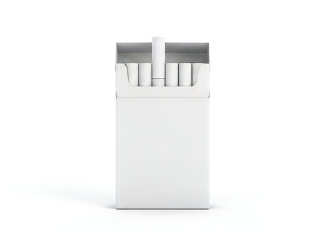 Blank open cigarette pack with cigarettes inside isolated on white background