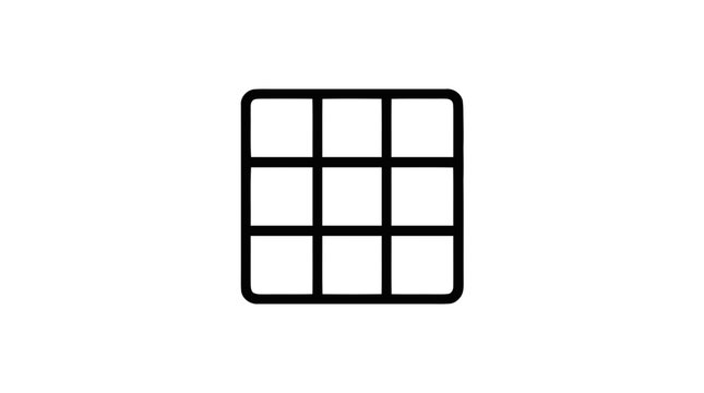 Grid icon represented by a simple black line design on a clean white background.