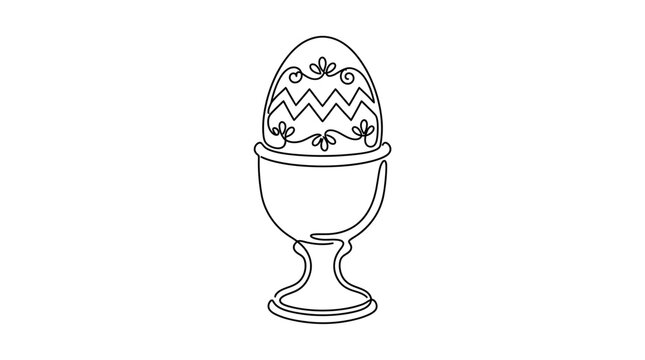 Ornate Easter egg in cup line art illustration.