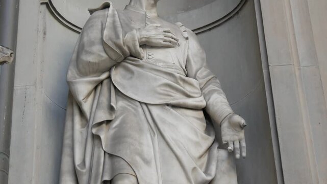 Statue of Amerigo Vespucci at Uffizi Gallery in Florence - Marble Sculpture of Famous Italian Explorer, Italy