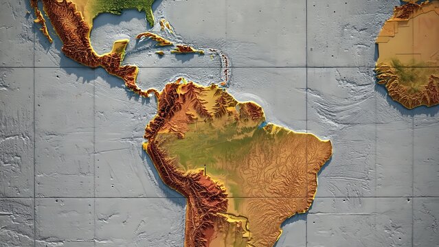 Vintage style map of South America