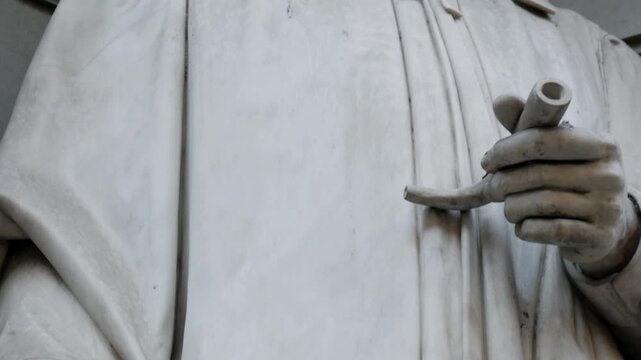 Extreme Close-up of Paolo Mascagni Statue at Uffizi Gallery - Detailed Portrait of Italian Physician Marble Sculpture