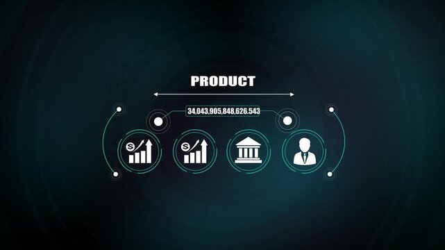 New product development business marketing motion graphic, corporate financial strategy concept, bank icon and idea symbol, business leader animation.