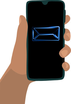 Vector isolated illustration of a smartphone with an unread message.