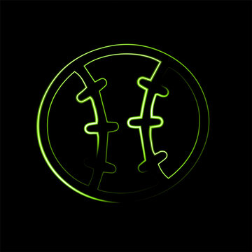 Vector isolated illustration of a tennis ball with neon effect.