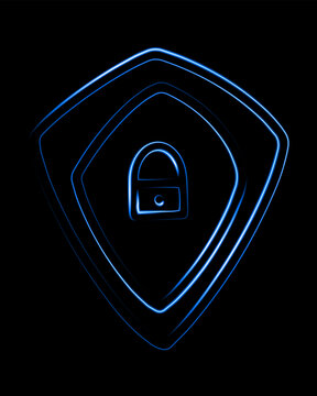 Vector isolated illustration of digital protection with neon effect.