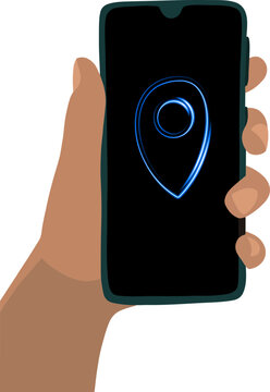 Vector isolated illustration of geolocation search. Location in smartphone.