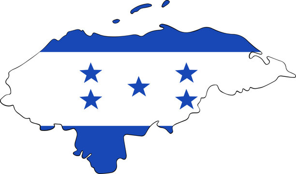 Vector isolated illustration of Honduras map and flag.