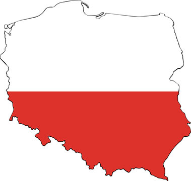 Vector isolated illustration of Poland map and flag
