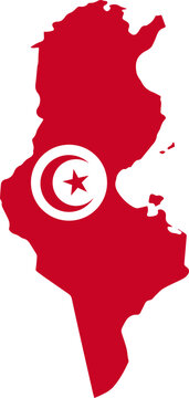 Vector isolated illustration of Tunisia map and flag.