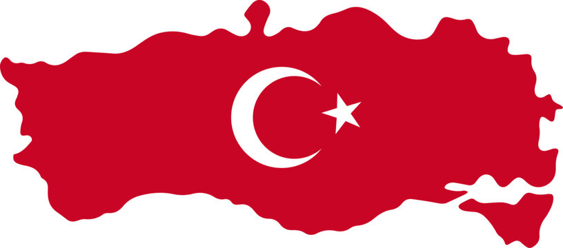 Vector isolated illustration of Turkey map and flag.