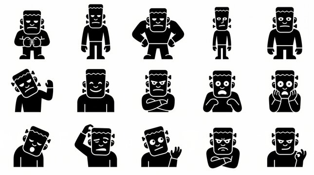 Various angry and frustrated people icons isolated on white background