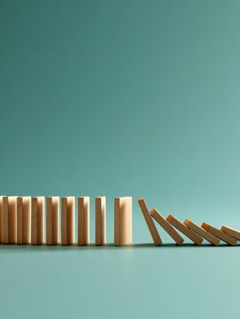 Falling dominoes stopped by one block concept