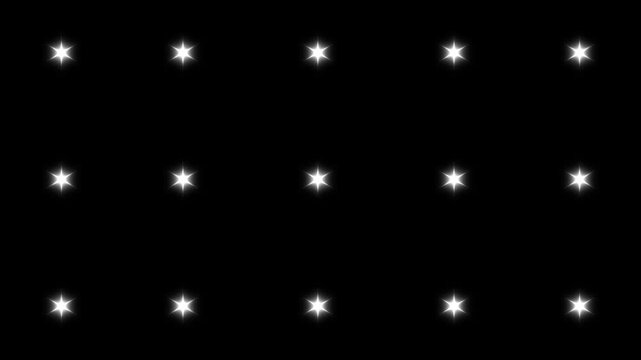 Magical twinkling stars glitter glow effect, white cartoon doodle shine animation, line glitter motion, glowing light effect, perfect for holiday celebration intros in ultra HD loop, 4K black screen