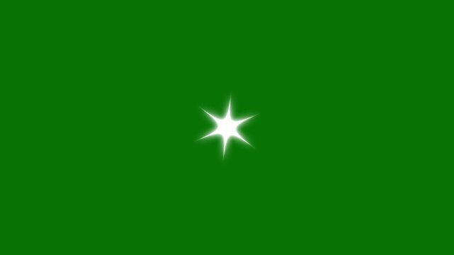 Twinkling cartoon stars glitter sparkle FX, magical night sky festive sparkle glow effect, blinking star on green screen background, 4K seamless looping motion