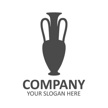 Minimalist logo design featuring a classic greek amphora vase silhouette