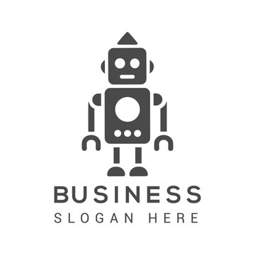 Minimalist robot icon logo design template for technology, automation, and artificial intelligence business