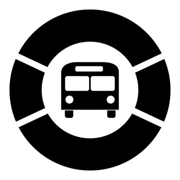 Bus Stop Station Round Sign Public Transportation Icon Emblem Vector Illustration in AI EPS SVG PNG