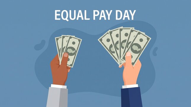 Equal pay day illustration with money comparison