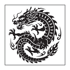 Fototapeta premium Dragon Illustration, Stylized Tribal Design, Powerful Mythical Creature