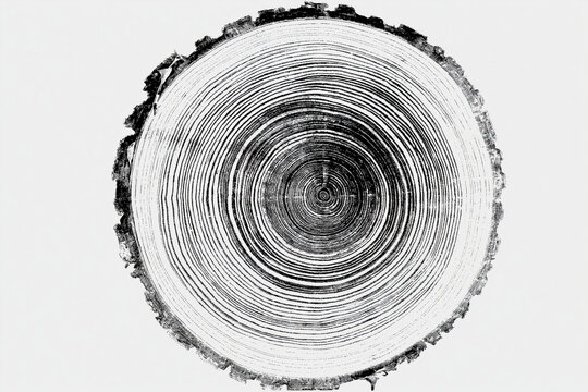 Tree Rings Cross Section Isolated on White Background