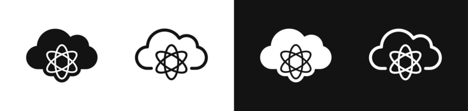 Cloud computing with atom symbol science technology icon set vector