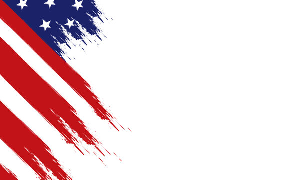 USA flag grunge background. Brush painted American flag for patriotic event. Transparent vector and PNG