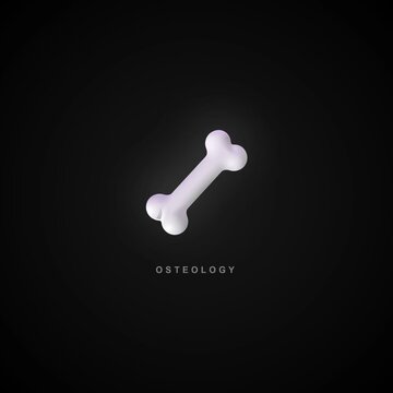 Minimalistic white bone on black background with osteology text