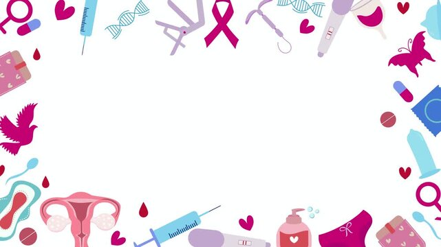 Breast Cancer Awareness and Women's Health Frame Motion Graphic, Pink Ribbon Medical Animation Video