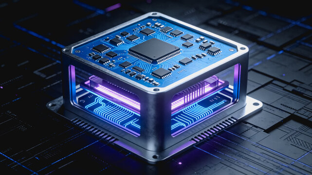 Advanced Electronic Component with Integrated Circuitry and Neon Accents