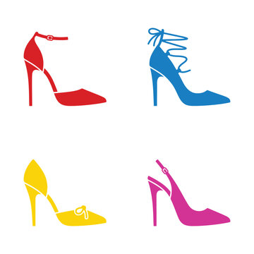 Elegant colorful high heel shoes fashion vector set