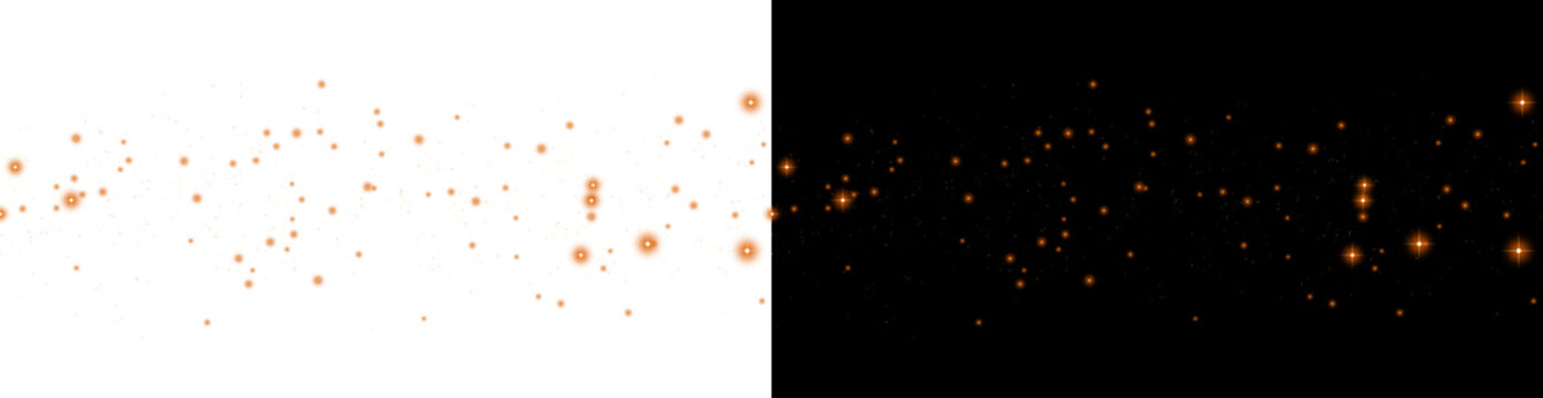 Orange glowing particle stream with floating embers and sparks for abstract fire effect or magical energy background isolated on a transparent background